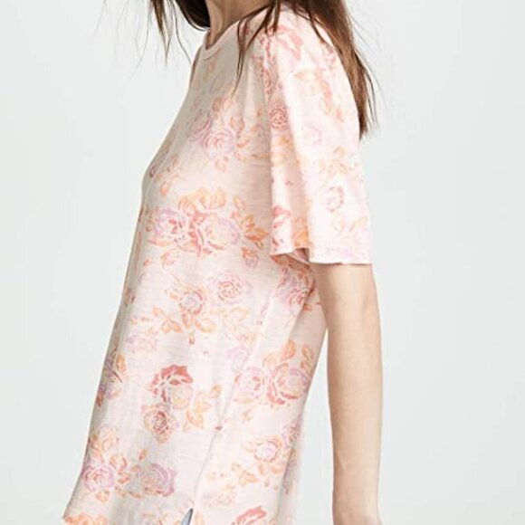 EUC Free People Tourist Floral Short Sleeve T-shirt in Blush Combo Size Medium - Picture 3 of 8
